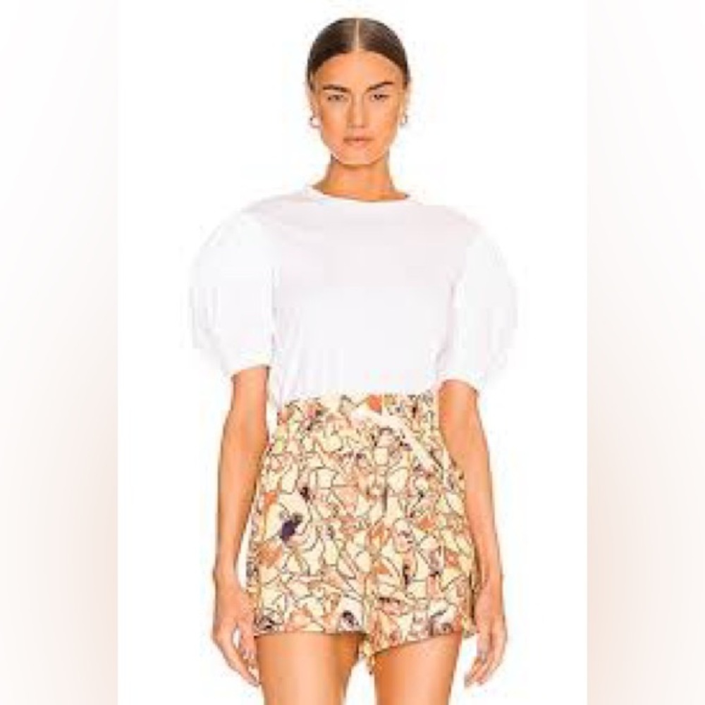 A.L.C White Kora poplin puff sleeve top